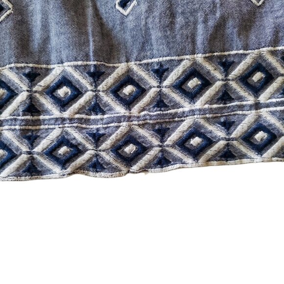 Embroidered Chambray Lined Cotton Sun Dress Jr Size 9 - Picture 6 of 11